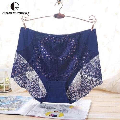 2PCS Plus Big Size Panties Lingerie High Waist Sexy Briefs For Women Breathable Comfortable High Quality Lace Womens Underwear