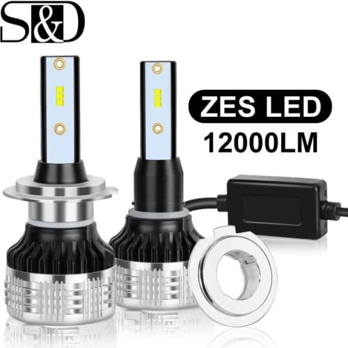2pcs H1 H3 H4 H7 H11 HB3 9005 HB4 9006 H27 880 881 LED Car Headlight Bulbs with ZES Chips 12000LM 6000K Automotive Lamp 12V