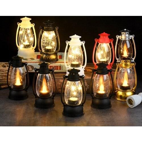 3pcs EnergySaving Holiday Desktop Hanging Bar Night Light Halloween Decorative Led Small Home Party Retro Lantern Retro Oil Lamp