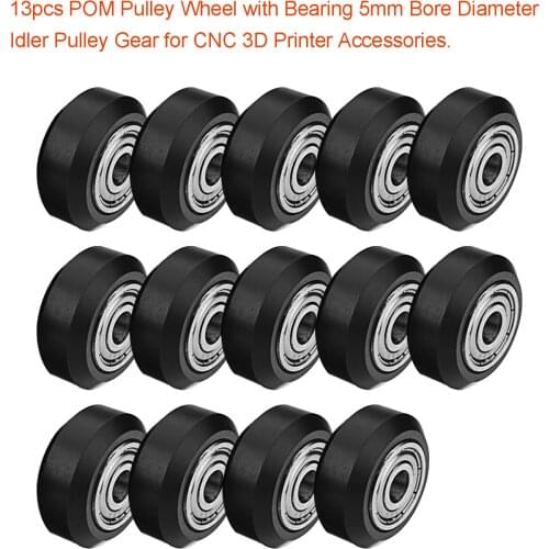 Aibecy 4/13pcs POM Pulley Wheel 5mm Bore Diameter Idler Pulley Gear with Bearing for CNC 3D Printer Accessories for 3D print