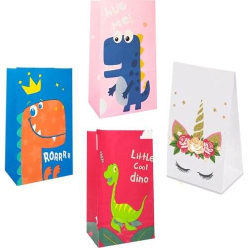 10pcs Kraft Dinosaur Paper Bag Birthday Party Candy Bag Goodie Box Candy Treat Bags Kids Birthday Party Supplies
