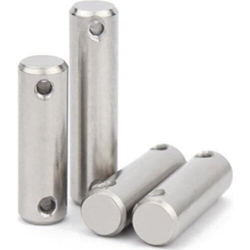 6pcs D4 diameter double hole threaded cylindrical positioning pin 15mm-30mm length GB880 stainless steel 304