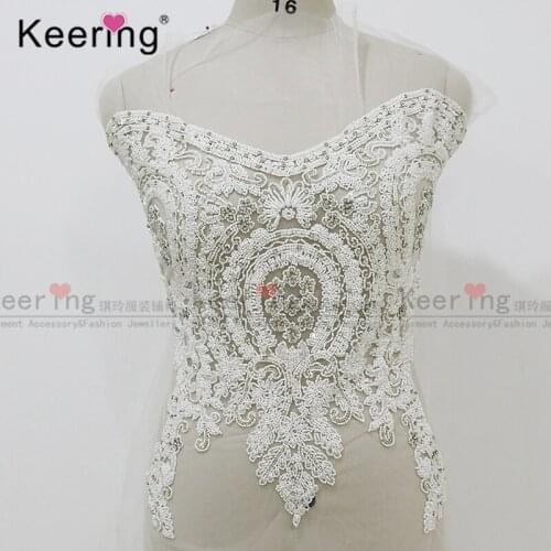 Handmade beaded bodice applique For Wedding Dress WDP-038