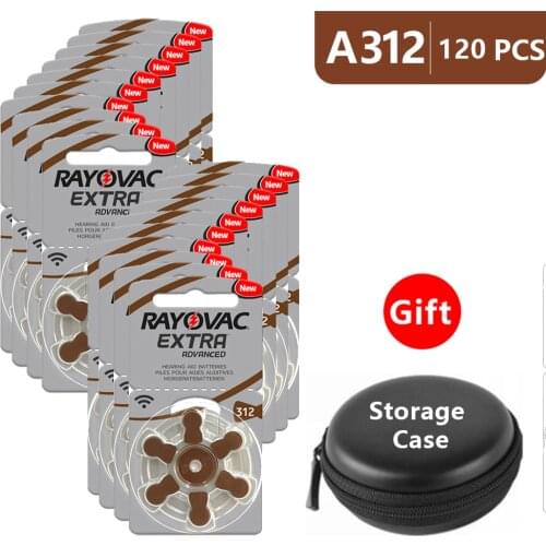 Hearing Aid Batteries Size 312 za Rayovac Extra Advanced,Pack of 120,Brown Tab PR41 1.45V Type 312 Zinc Air Battery