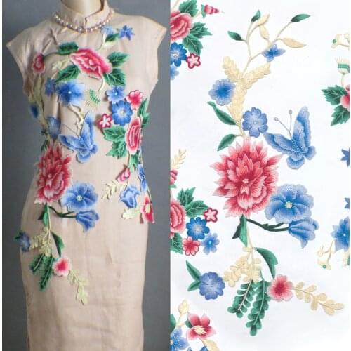 Big size flower 3pcs/set patch vintage embroidered Applique Diy sew on fashion decoration patches for clothing parches