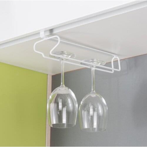 Household Wrought Iron Wine Glass Holder Upside-down Goblet Holder Punch-free Wine Glass Holder Hanging Cup Holder Kitchen Tools