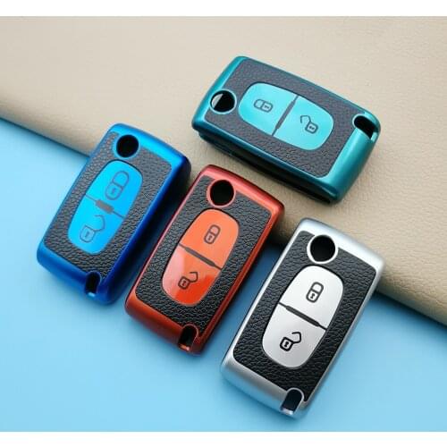 4 Color Style Tpu Car Key Case Cover For Citroen Xsara Picasso C2 C3 C4 C5 C6 C8 For Peugeot 107 206 207 307 308 406 Accessories