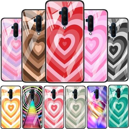Pink Heart Circle Tempered Glass Cover For OnePlus Z 7 8 9 7T 8T 9R Nord 5G Pro Silicone Phone Case Coque