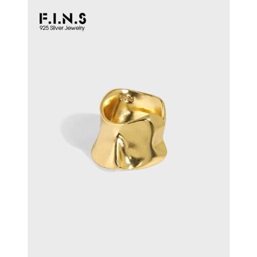 F.I.N.S 1pc Exaggerated Irregular Uneven Surface S925 Sterling Silver No Pierced Ear Clip Catilage Wide Earcuff Ear Bone Jewelry
