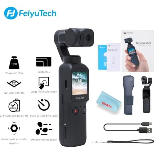 Feiyutech Pocket Camera Gimbal 3-axis Stabilized Handheld Camera 4K Video 120° Wide Angle SmartTrack Built-in Wi-Fi Control