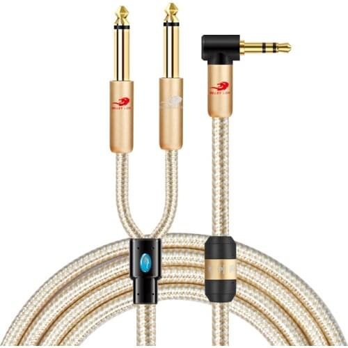 HiFi 1/8‘’ TRS Stereo 3.5mm Male to Dual 6.35mm (1/4 in) Male TS Audio Cable for Phone Computer Speaker Amplifier Y Splitter