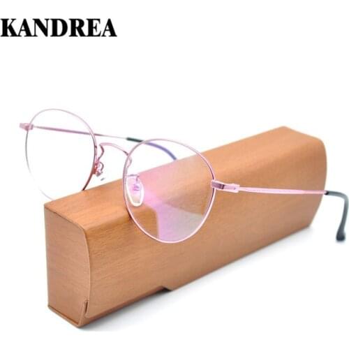 KANDREA 2021 Men Optical Small Frame Clear Lens Glasses Female Retro Round Myopia Eyeglasses Women Metal High Quality Eyewear