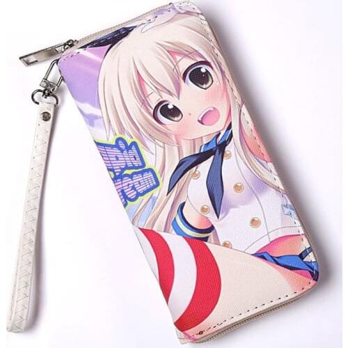 Kantai Collection Anime Leather Wallet Shimakaze Card Holder Purse with Zipper