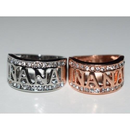 Rose Gold Silver NANA Symbol RINGS Grandma Family Christmas Gift Dropshipping Wholesale