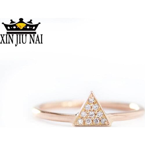 925 anillos Silver Online Celebrity 18K Rose Gold Ring Full Diamond Triangle Korean Fashion Simple Creative Female Girl Ring