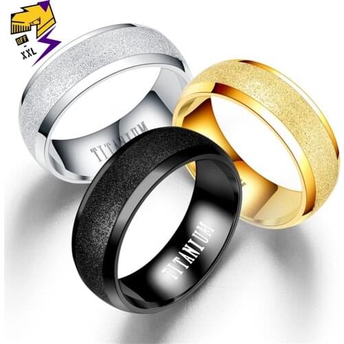 Classic Simple Titanium Steel Letter Rings Men Cool Black Ring Fashion Charm Bague Jewerly Accessories