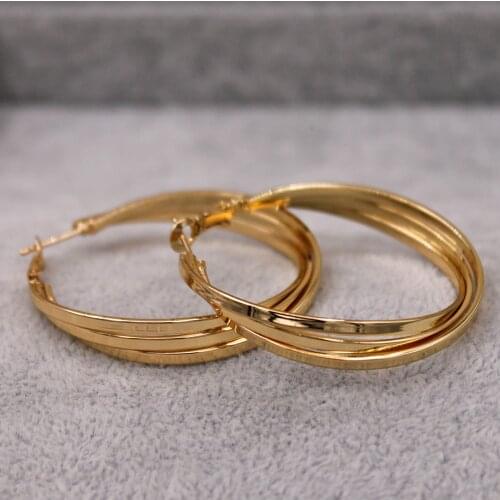 Trendy Fashion Round hip hop Rock Hoop Earrings for Womens Gold Plated Circle Earrings Fashion Jewelry Accessories wedding