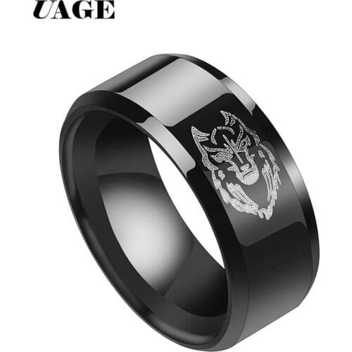 UAGE Punk Ring For Men Retro Male Ring Stainless Steel Exaggeration Ferocious Animal Lion Exquisite