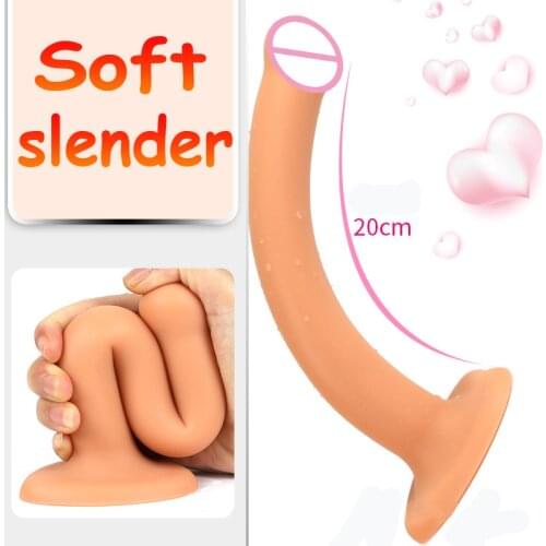 Soft Slender Long Anal Dildo Big Suction Cup Can Strapon Buttplug Anal Stimulation Expander Masturbator G Spot 3 Size Dildo