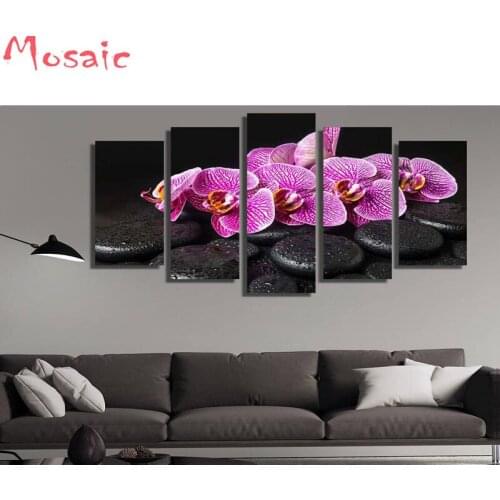 New arrived 5D Diy Diamond Painting Full square/round Resin drill Diamond Picture Mosaic Needlework 5pcs pink orchid home decor