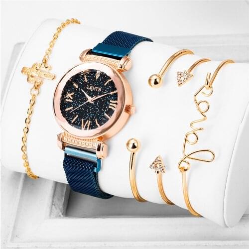 5pcs Set Sale Watch And Bracelet Women Watch Stylish Ladies Watch Fashion Clock Top Brand Watch Luxury Wristwatches Montre Femme