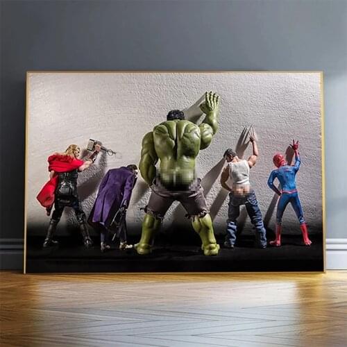 Funny Marvel Avengers Superhero Paintings Canvas Painting Poster and Print Wall Art Picture Cuadros for Living Room Home Decor