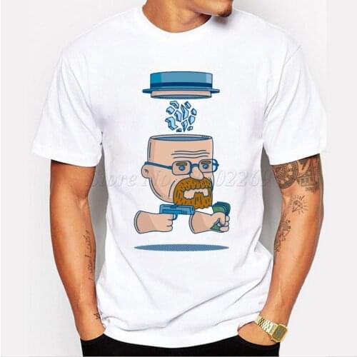 New arrivals Breaking Bad Walter White funny cartoon printed men t shirt short sleeve casual hipster male tops fashion cool tee