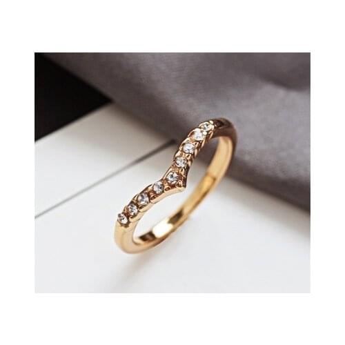 New fashion V-shaped rhinestone unique design pinky ring For Women girl Accessories jewelry wholesale