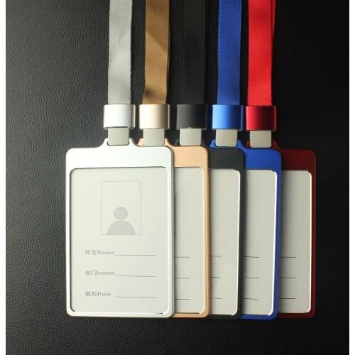 Extra big metal card holder with lanyard for office