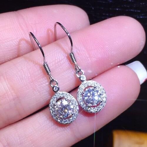 Solid 925 Hot Selling Lady Elegant Fashion Noble Diamond Dangle Drop Earrings for Women Fine Jewelry Dainty Boucle Mujer Brincos