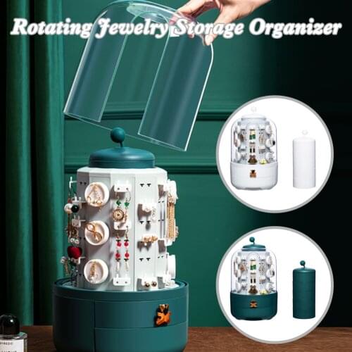 Jewellery Organizer Rotating Box With 39 Hooks Luxury Jewelry Earring Necklace Display Stand Jewelry Storage Box