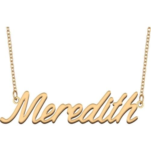 Meredith Name Necklace for Women Stainless Steel Jewelry 18k Gold Plated Nameplate Pendant Femme Mother Girlfriend Gift