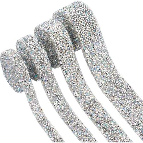 Pandahall Glitter Resin Hotfix Rhinestone(Hot Melt Adhesive On The Back) Iron On Patches Costume Accessories, Clear AB, 10x2.3