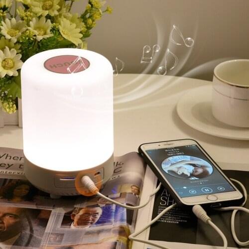 Rechargeable Colorful Night Light Bluetooth Speaker Time Alarm Clock Touch Sensor Table Lamp Audio Bluetooth Music Bedside Lamp