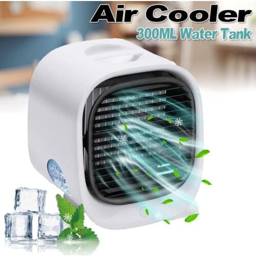 Personal Air Cooler Portable Air Conditioner 2-in-1 Mini Air Cooler 3 Wind Speeds With Water Tank USB Table Fan for Office Home