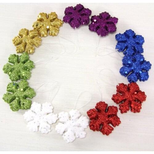 Festive decorations Christmas ornaments Christmas pendants Window decorations Christmas flowers six-color sprinkled gold