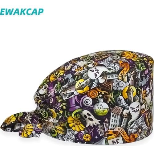 Cartoon Scrub Hats Anime Printing Adjustable Beauty Salon Nursing Cap Laboratory Work Hats Gorros Quirofano Pet Shop Scrubs Caps