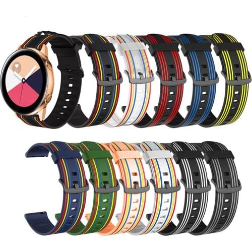 20 mm 22 mm strap for activities amazifit BiP Huawei striped rubber spare strips for Samsung Galaxy watch 42mm 46mm S3watchband