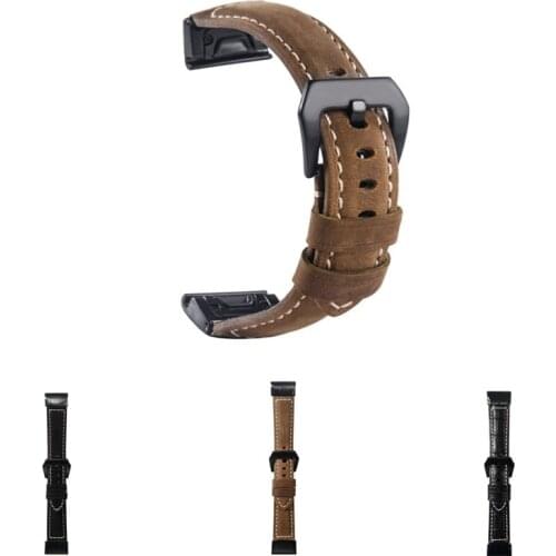 26mm Garmin Genuine Retro Vintage Leather Watch Band for Garmin Fenix 3/Fenix 3 HR/Feni 5X Quick Release Easy Fit Replacement