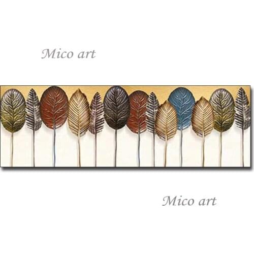 Hot Selling 100% Hand Painted Colorful Leaves Oil Painting Abstract Canvas Wall Decor Art Pictures Paintings Unframed Artwork