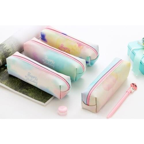 1Pcs Kawaii Pencil Case watercolor unicorn Estuches School Pencil Box Pencilcase Pencil Bag School Supplies Stationery make up