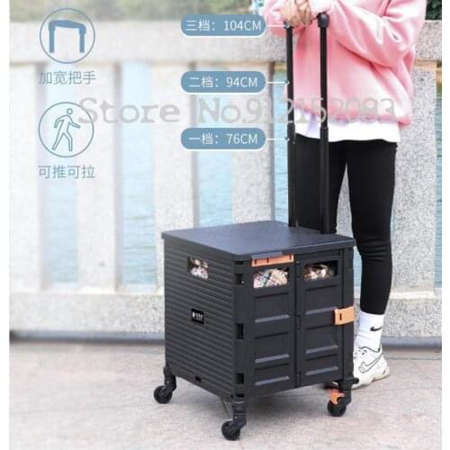 Net Celebrity Shopping Cart Foldable Grocery Shopping Cart Express Pull Cargo Small Trailer To Buy Food Aluminum Trolley Small C