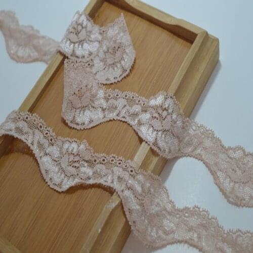 Somelace 4CM(10yds/lot)complexion gauze wavy floral Elastic Lace Fabric,Sewing Trim Wedding Lace,DIY Garment Accessories18041417