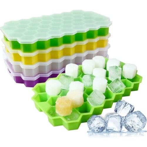 Free Honeycomb Ice Cube Cream Silicone For Maker Ice 37 Cocktail Tray Drink Party Mold Cube Ice Cubes With Whiskey Lids Cold
