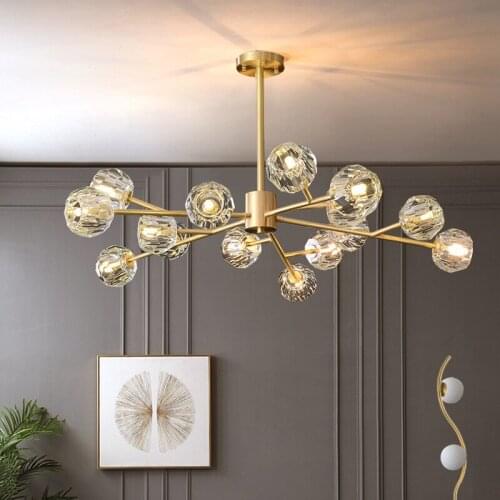 Modern LED Ceiling Lights Crystal Living Room Chandeliers Ceiling Rose Gold Chandelier Home Decoration Bedroom Light Fixtures