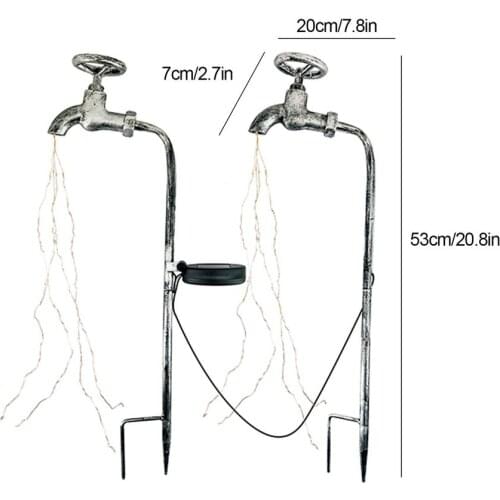Solar Powered Garden Light Led Water Faucet Art Light Metal Garden Stake Light Flowerpot Lamp Garden Lawn Lamp Led Outdoor Decor