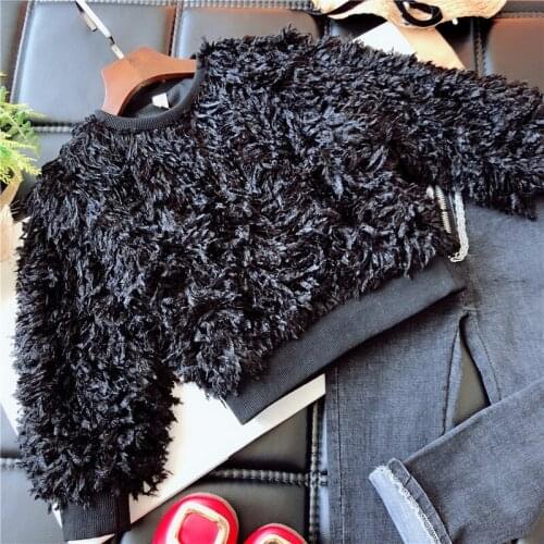 Autumn And Winter Girls' Sweater Childrens Clothing Toddler Bohemian Girls' Feather Down Top Base Sweatshirt Clothes For Girls