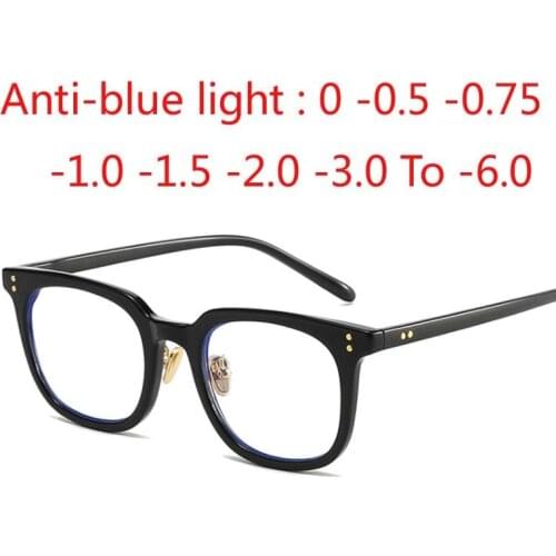 Unisex Square Eyewear Male Female Vintage Anti Blue Light Glasses Women Eyes Men Retro Eyeglass -0.5 -1.0 -1.5 To -6.0