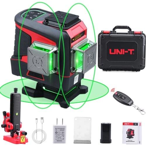 UNI-T 3D12 Lines Green Laser Level Horizontal Vertical Laser Level Auto Self-Leveling Remote Control Indoor Outdoor LM575LD