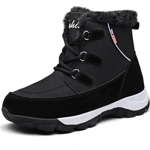 Women Snow Boots Ankle Winter Waterproof Non-slip Lace Up Platform Short Plush Warm Female Shoes Outdoor Plus Size 35-42